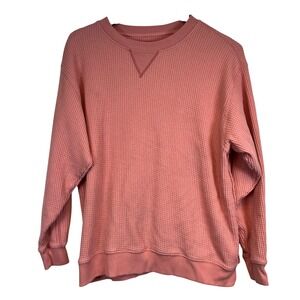 Aerie Pink Waffle Knit Sweatshirt